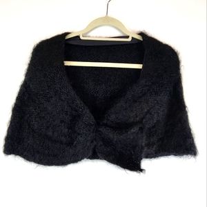 Black shawl handmade ingenua mohair wool yarn cover up